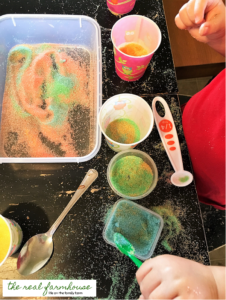 beautiful homemade edible play sand. perfect hands on activity for the kids!