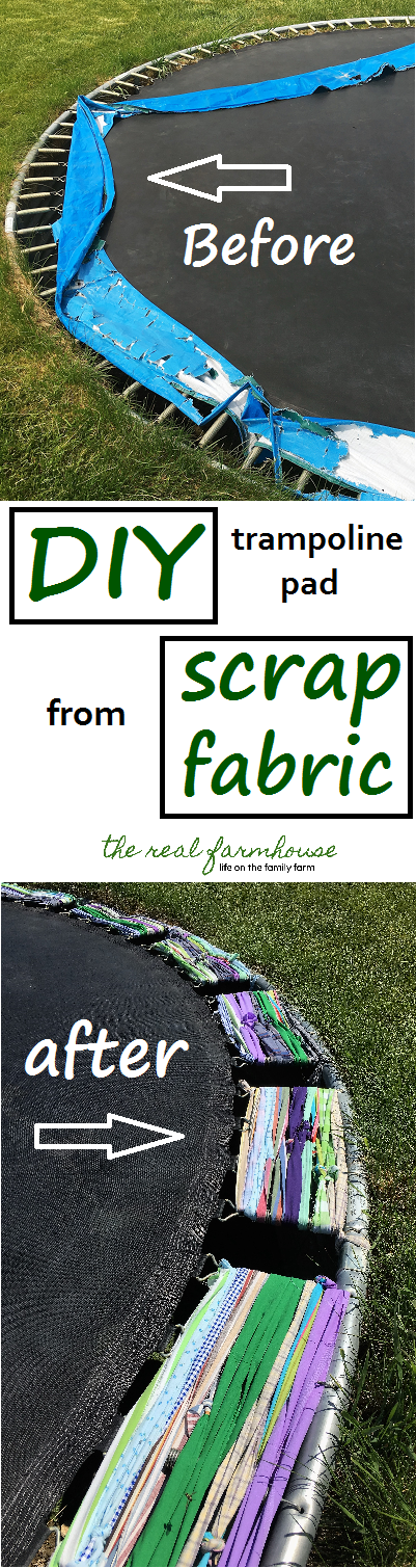 DIY trampoline pad out of scrap fabric. Super cute and soft on the kids feet