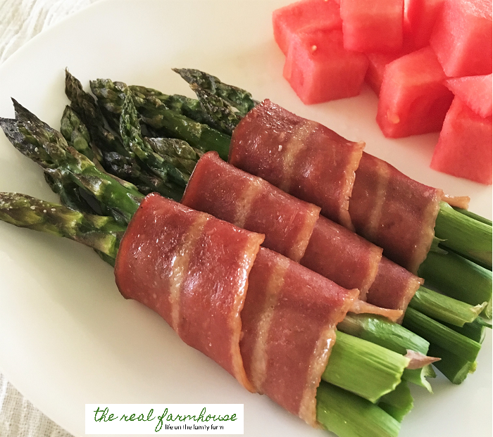 juicy, salty, turkey bacon wrapped asparagus. seriously as delicious as it sounds!
