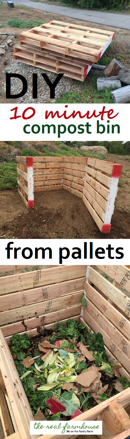DIY 10 minute pallet compost bin. Quick and easy classy looking compost project