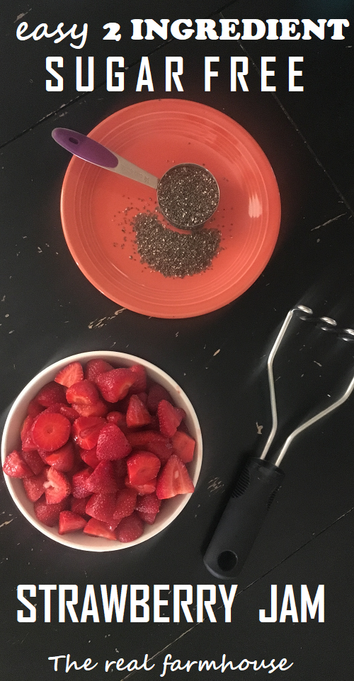 Stupid easy chia seed and strawberry jam. Fast, fresh, all natural, sugar free, delicious homemade freezer jam