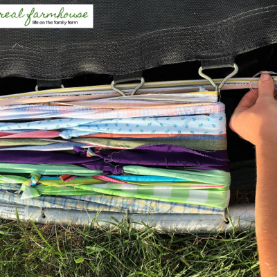 DIY trampoline pad from scrap fabric