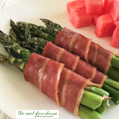 juicy, salty, turkey bacon wrapped asparagus
